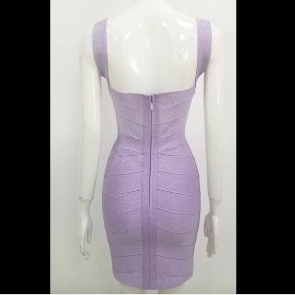 NEW! DESIGNER COUTURE LAVENDER LILAC SHIMMERING BANDAGE DRESS STUNNING COCKTAIL - Picture 3 of 8